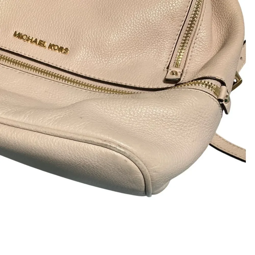 MICHAEL KORS, LARGE LIGHT PINK PEBBLED LEATHER BACKPACK